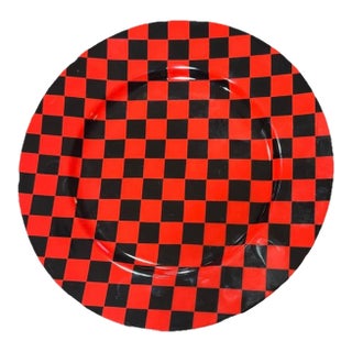 Set of 4 Fitz & Floyd “Checks” Plates – New in Box – Red & Black Checkerboard – For Sale