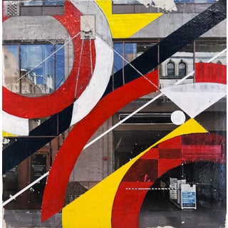 Parking Downtown by Justin Wheatley | Acrylic on Panel Abstract shapes and colors in a city setting. For Sale