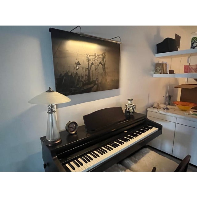 Title: Brooklyn Bridge Medium: Oxidized steel on laser-cut steel plate Techniques: Oxydation painting, photography Year:...