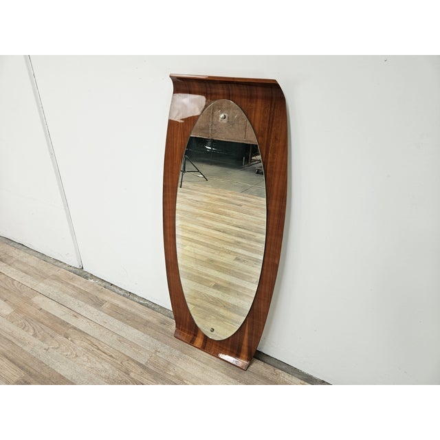 Mid-Century Modern Curved Plywood Wall Mirror from Campo E Graffi, 1960s For Sale - Image 3 of 14