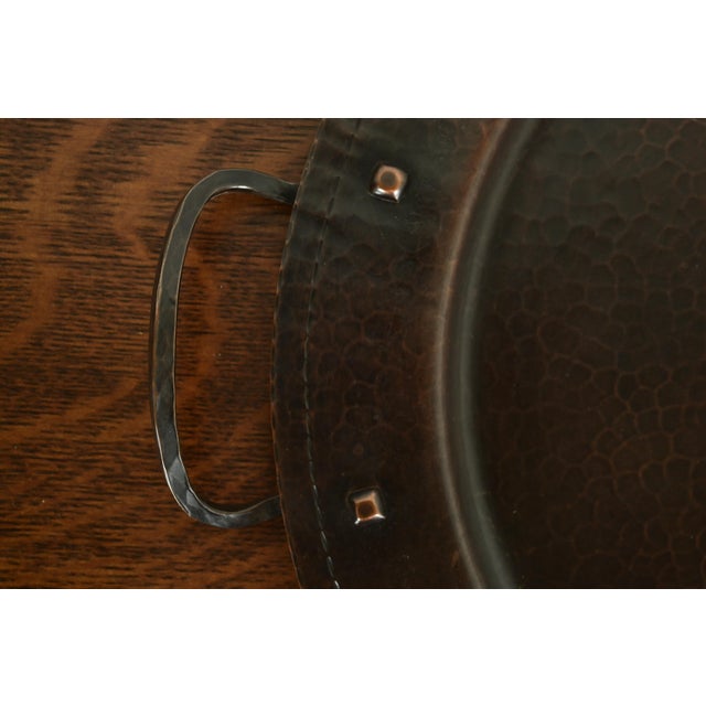 Metal Roycroft Arts & Crafts Hammered Copper Large Handled Tray For Sale - Image 7 of 13