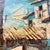 Wood Vintage Mid-Century Palette Knife Oil Painting, Mediterranean Village Street With Archway, Signed, Gold Frame For Sale - Image 7 of 9