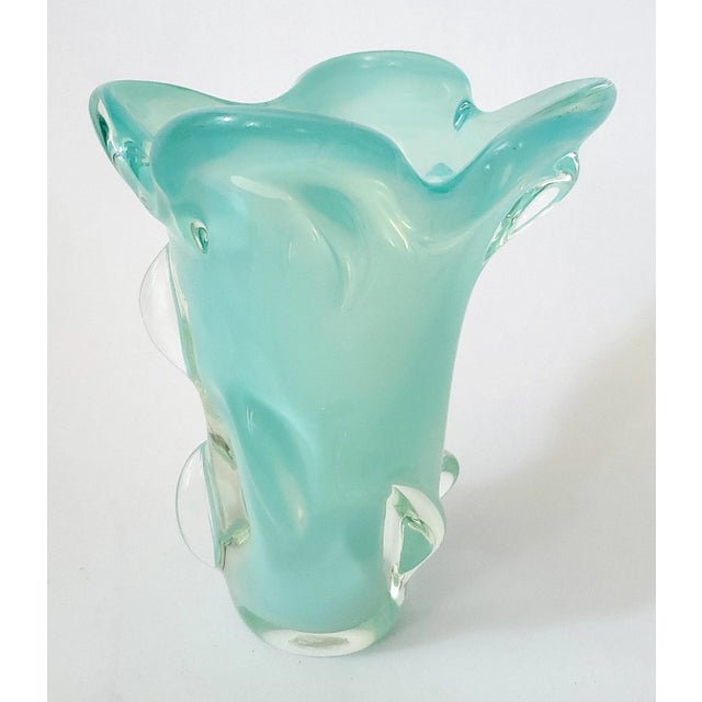 Murano Vase Blue Glass Signed For Sale - Image 11 of 11