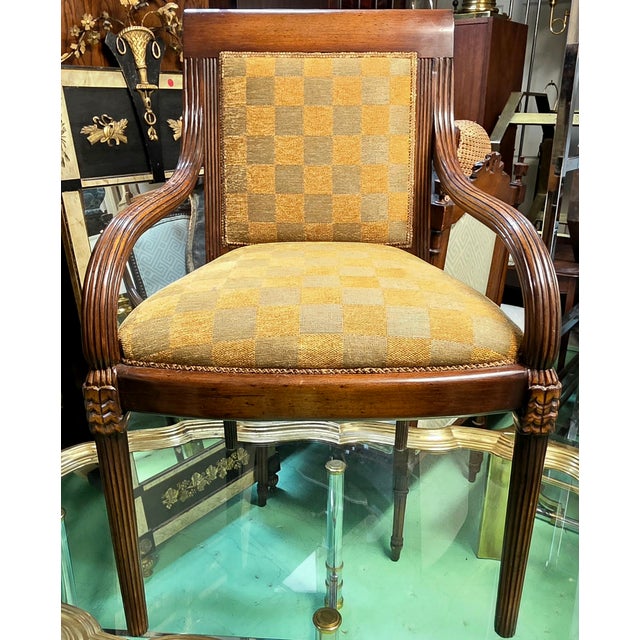 Textile Nancy Corzine Neoclassical (Louis XVI Revival) Upholstered Armchair With Fluted Frame, Early 21st Century For Sale - Image 7 of 10