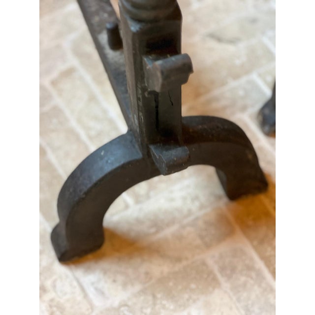 Metal 19th Century Cast Iron Landiers Andirons, Set of 2 For Sale - Image 7 of 9