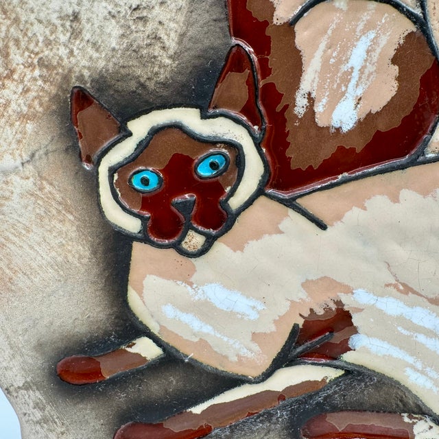 Rare Monrovia Hagen Renaker Double Siamese Cat Wall Plaque Chalkware MCM Decor For Sale - Image 11 of 13