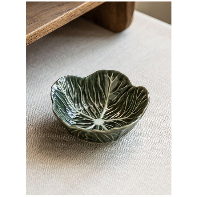 Ceramic Retro Mid-Century Cabbage Salad Bowl – Set of 4 For Sale - Image 7 of 7