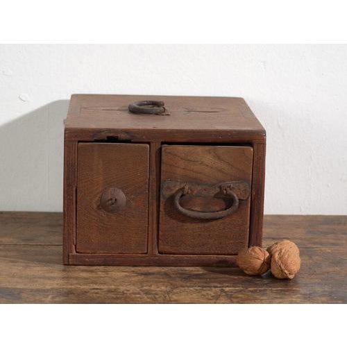 Brown Antique Japanese Wooden Storage Box For Sale - Image 8 of 12