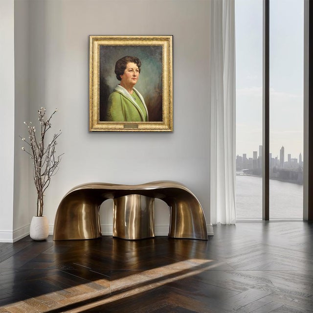 Howard Barron, Katherine Merry Nee Horstmann, Director of Horstmann Gear Company, 1946, Oil on Canvas For Sale - Image 14 of 18