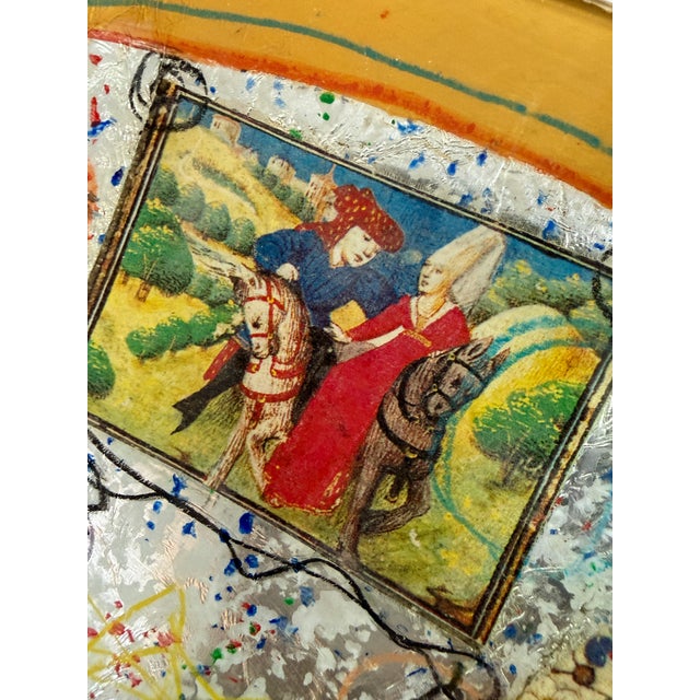 Hand Blown Glass Plate of Medieval Scenes + Stand For Sale - Image 10 of 12