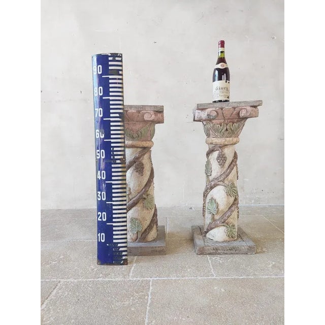 Italian Carved Wooden Pedestals, Set of 2 For Sale - Image 3 of 12