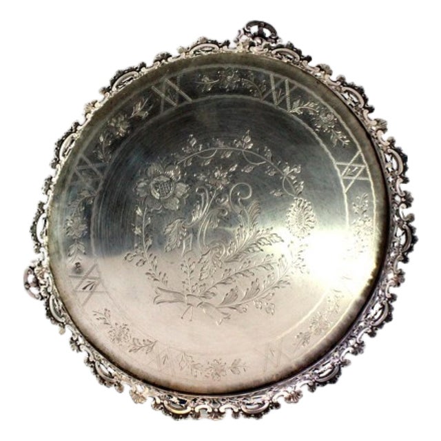 Silver Ticket Booth with Cut-Out Grid, Central Engraved Floral Motifs and Openwork Feet For Sale