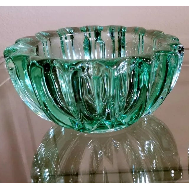Art Deco Green Molded Glass Bowl by Pierre Davesn, 1930s For Sale - Image 4 of 13
