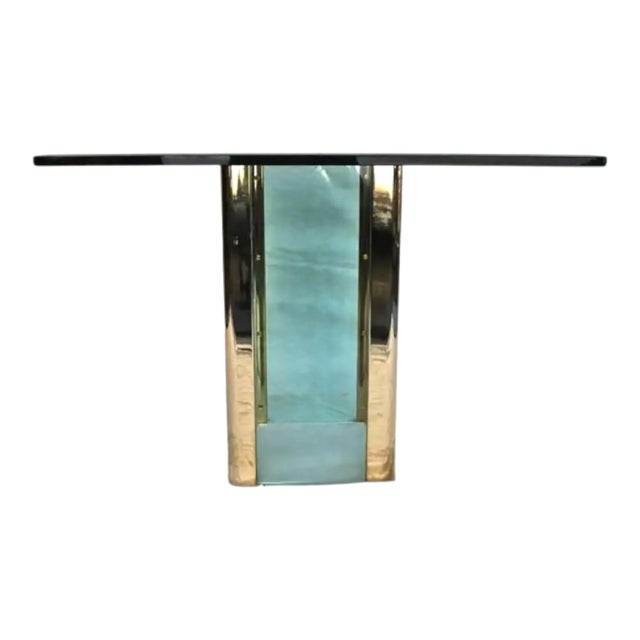 1970's Glass and Brass Dining Table by Leon Rosen for the Pace Collection For Sale