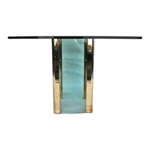 1970's Glass and Brass Dining Table by Leon Rosen for the Pace Collection