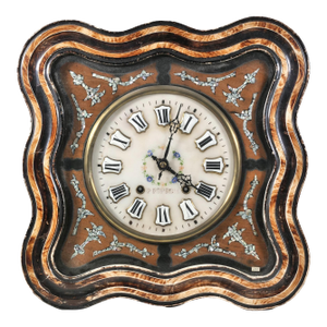 19th Century French Napoleon III Inlaid and Painted Wall Clock