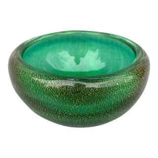 Vintage Hand Blown Gold Fleck Glass Bowl For Sale