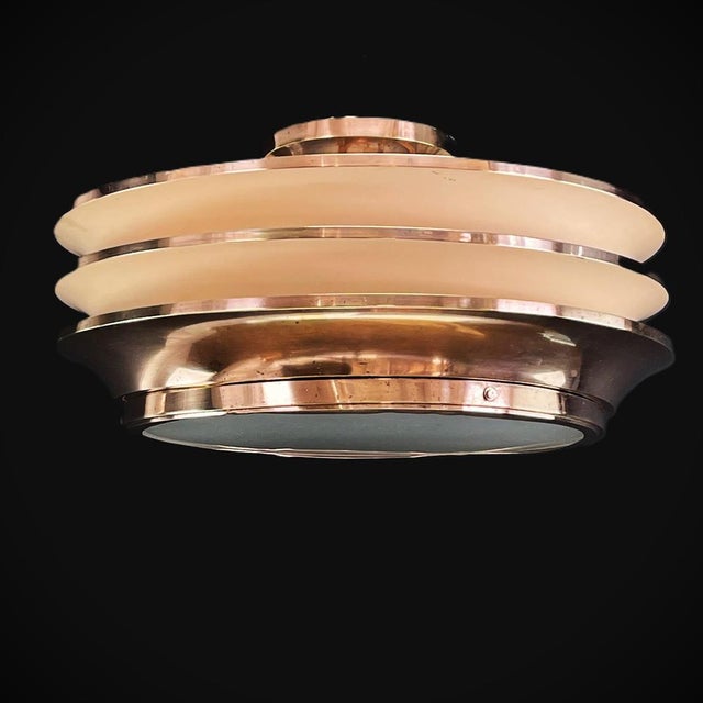 Art deco hanging lamp design georges halais for eloctra copper, 1930s the art deco ceiling lamp is a remarkable example of...