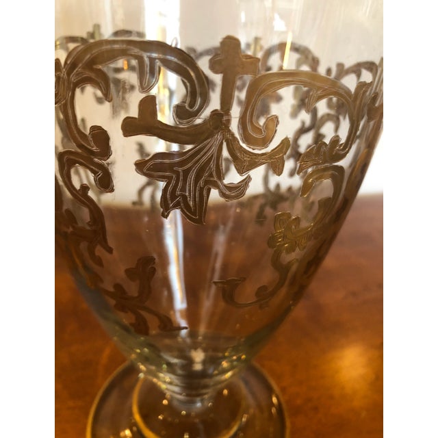 Vintage Gold Leaf Decorated Glass Vase For Sale In Philadelphia - Image 6 of 9