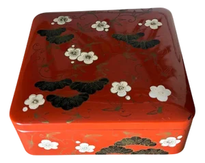 20th Century Black and Orange - Red Color Box in Lacquered Wood, Vietnam