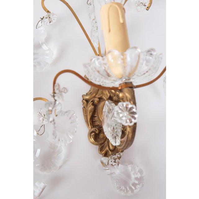 French Wall Sconces in Bronze with Brass and Glass, 1950s, Set of 2 For Sale - Image 4 of 7