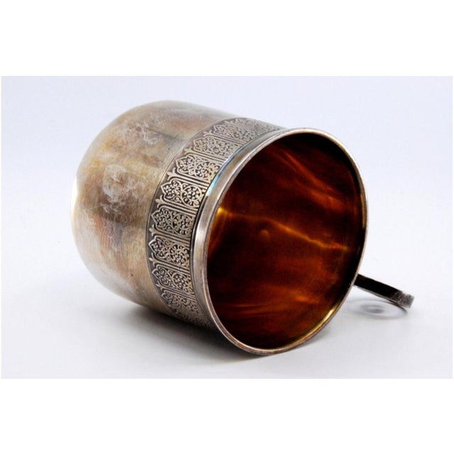 Silver Cup with Scrolls Handle and Relief Rim For Sale - Image 6 of 10