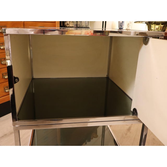 Space Age Coffee Table and Bar Cabinet Set in Chromed Metal, 1970s, Set of 2 For Sale - Image 10 of 18