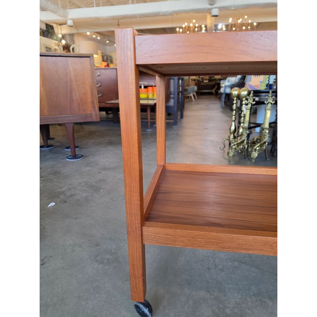 Mid-Century Modern Danish Teak Rolling Bar Cart / Tea Trolley For Sale - Image 13 of 16