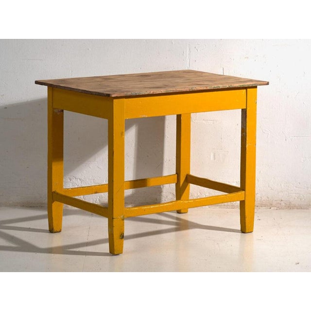 Vintage Painted Kitchen Table in Pine Wood, Central Europe, 1920 For Sale - Image 10 of 11