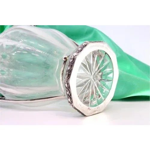 Vase in Cut Glass with Silver Structure and Applications For Sale - Image 3 of 7