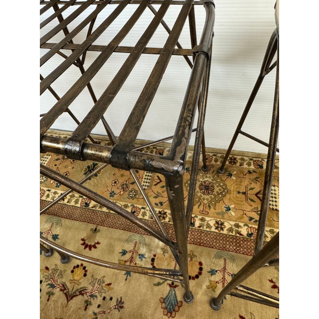 Metal Wrought Iron Bar Stools With Cushions, Set of Three For Sale - Image 7 of 12