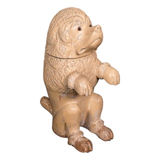 Antique Poodle Tobacco Jar, English, Fruitwood, Dog, Treen, Figural, Edwardian For Sale
