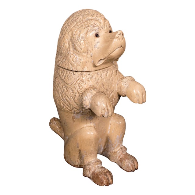 Antique Poodle Tobacco Jar, English, Fruitwood, Dog, Treen, Figural, Edwardian For Sale