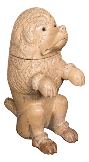 Antique Poodle Tobacco Jar, English, Fruitwood, Dog, Treen, Figural, Edwardian