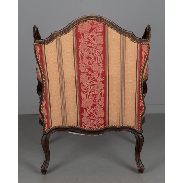 Wood 19th Century Louis XV Style Wingback Fauteuil or Armchair For Sale - Image 7 of 13