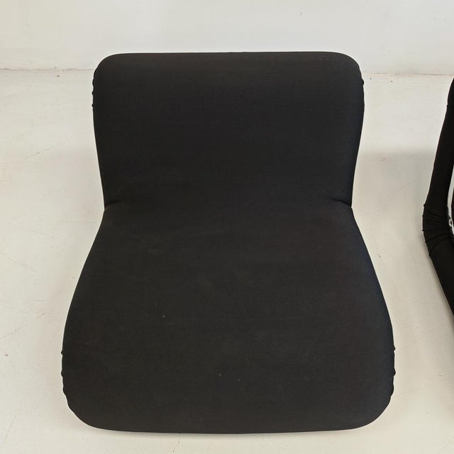 Boomerang Armchairs in Black Stretch Fabric by Rodolfo Bonetto for Flexform, 1970s, Set of 2 For Sale - Image 6 of 18