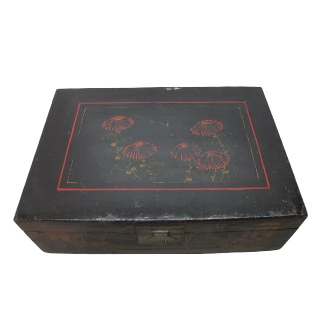 Small Hand Painted Antique Accent Trunk Table For Sale In Boston - Image 6 of 9