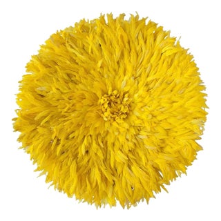 Contemporary Home Décor Juju Hat Feathers in Yellow, 21 Century Wall Décor Feathers in Yellow For Sale