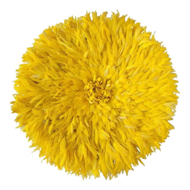 Contemporary Home Décor Juju Hat Feathers in Yellow, 21 Century Wall Décor Feathers in Yellow For Sale