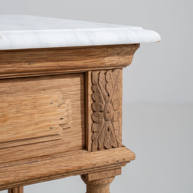 Tan Louis XVI Side Table With Marble Top France Early 1900s For Sale - Image 8 of 13