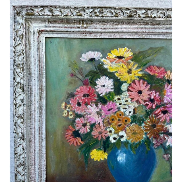 1940s Wpa Suffragist Artist Adele Clark Framed Rare Floral Impressionist Oil Painting For Sale - Image 12 of 18