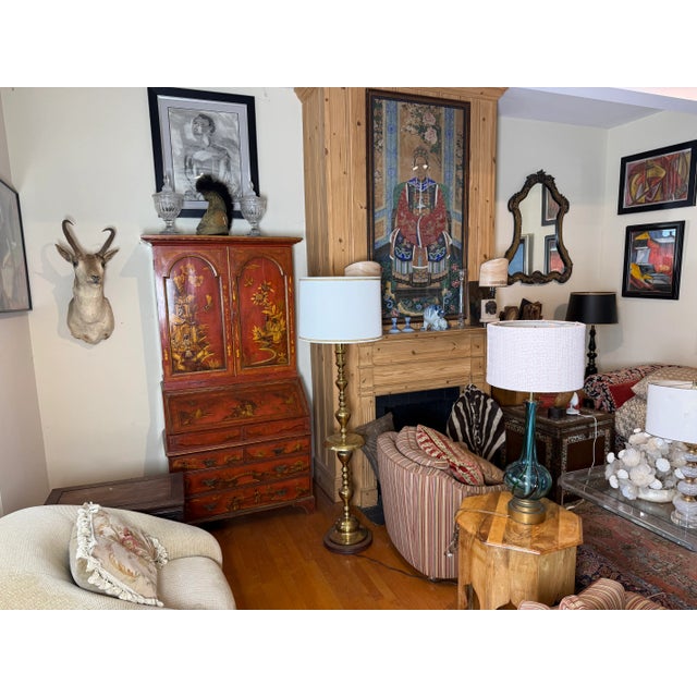 1960s Hollywood Regency Brass Floor Lamp with Shade For Sale - Image 13 of 14