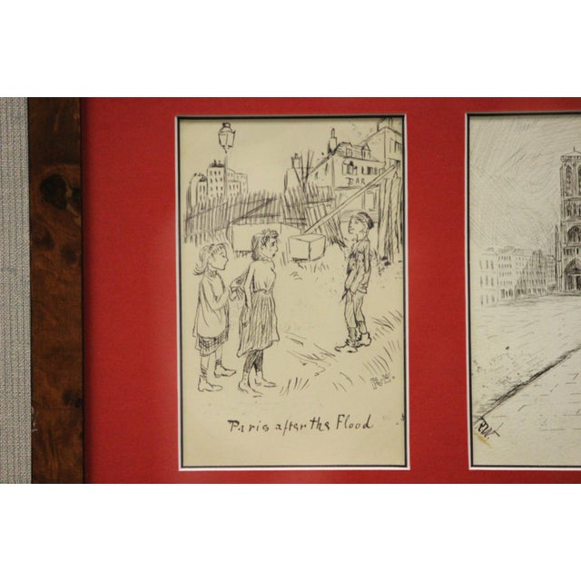 1910s Four Postcard Framed Drawings For Sale In New York - Image 6 of 10