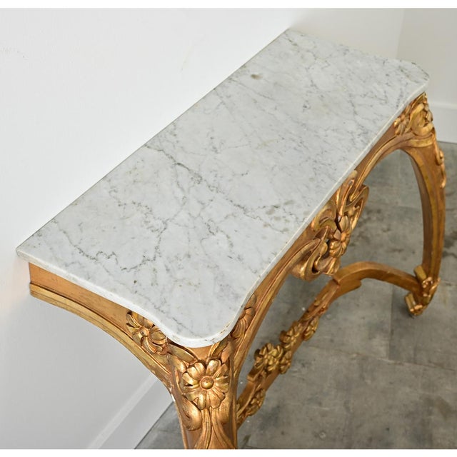 Early 20th Century French Art Nouveau Giltwood and Marble Console Table For Sale - Image 9 of 13