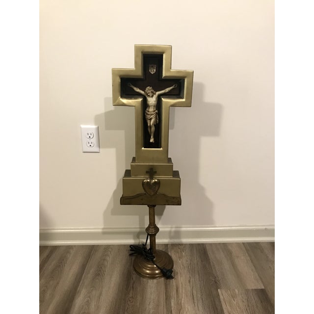 Gold 1930s Crucifix Neon Light Floor Lamp For Sale - Image 8 of 10