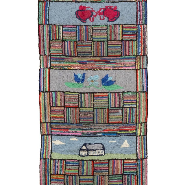 Textile American Hooked Runner For Sale - Image 7 of 18