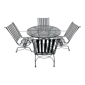 Beautiful Vintage Wrought Iron Patio Set Table & 4 Rockers ~~