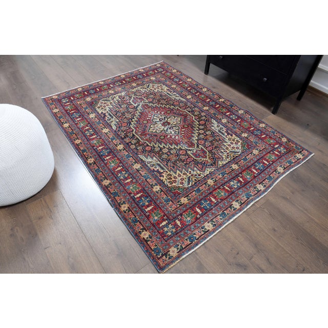 1970s Vintage Handmade Wool Cotton Burgundy Area Rug For Sale In San Francisco - Image 6 of 11
