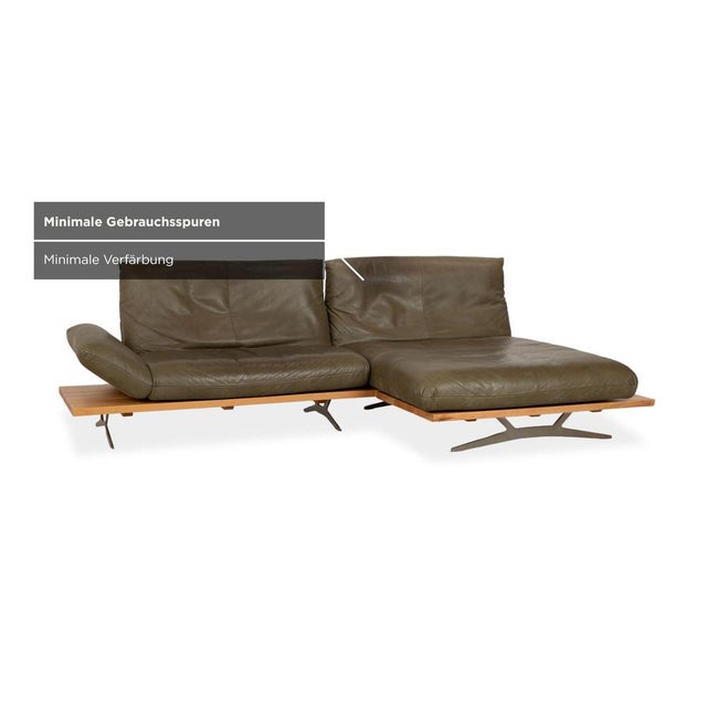 Olive Green Leather Marylin Corner Sofa with Manual Function from Koinor For Sale - Image 6 of 9