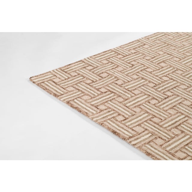 Erin Gates by Momeni Abbot Neutral Basket Pattern Wool Rug 3'6" X 5'6" For Sale - Image 9 of 11